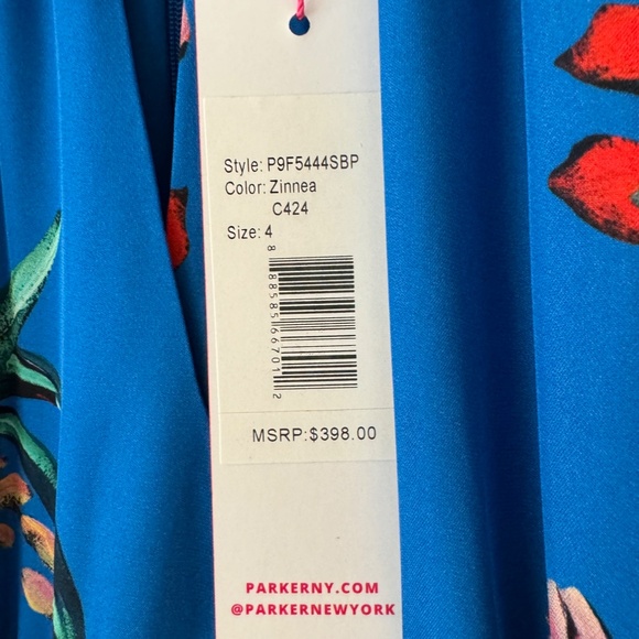 Parker Davina Blue Sleeveless Halter High-Low Ruffle Dress NWT 4 Retail $398 - Picture 7 of 9